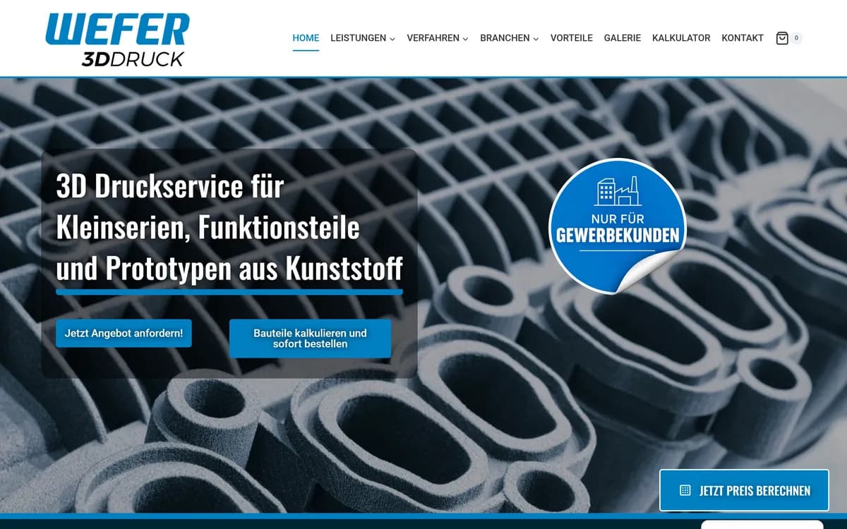 Webdesign Referenz Wefer3D, Startseite auf Desktop und Smartphone, umgesetzt von Infinityware aus Freiburg